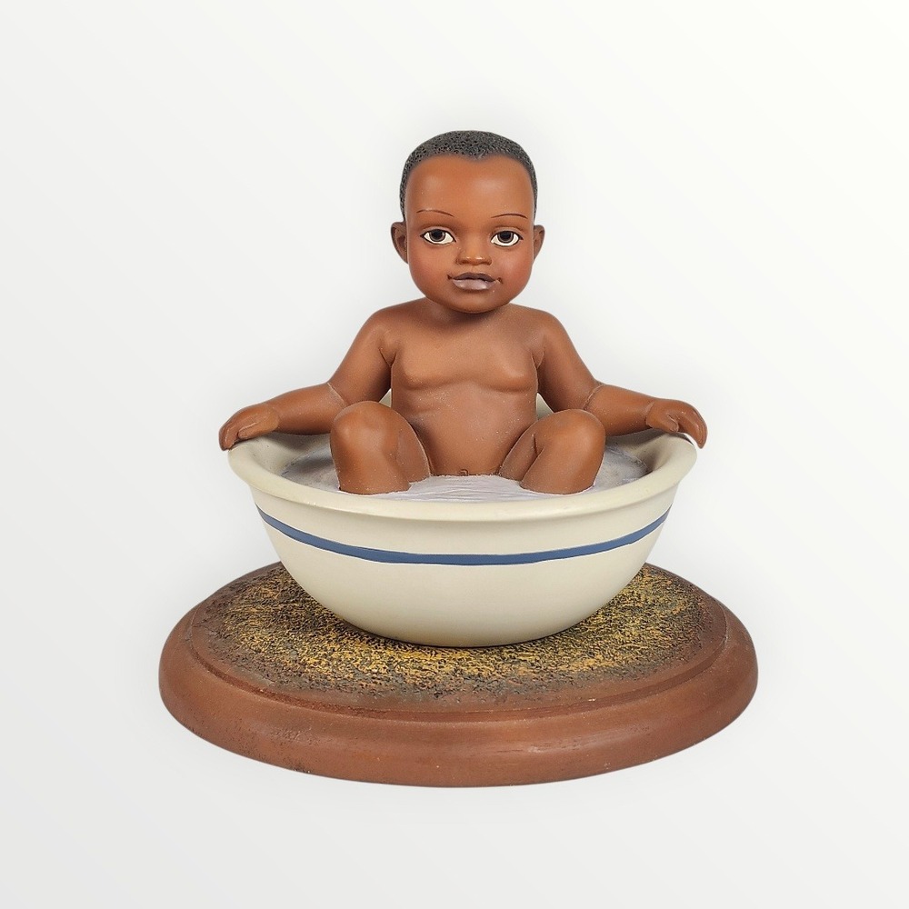 Emma Jane's Babies Figurine Baby Silas 4.75" Brown Bath‎ Time Washtub 62111